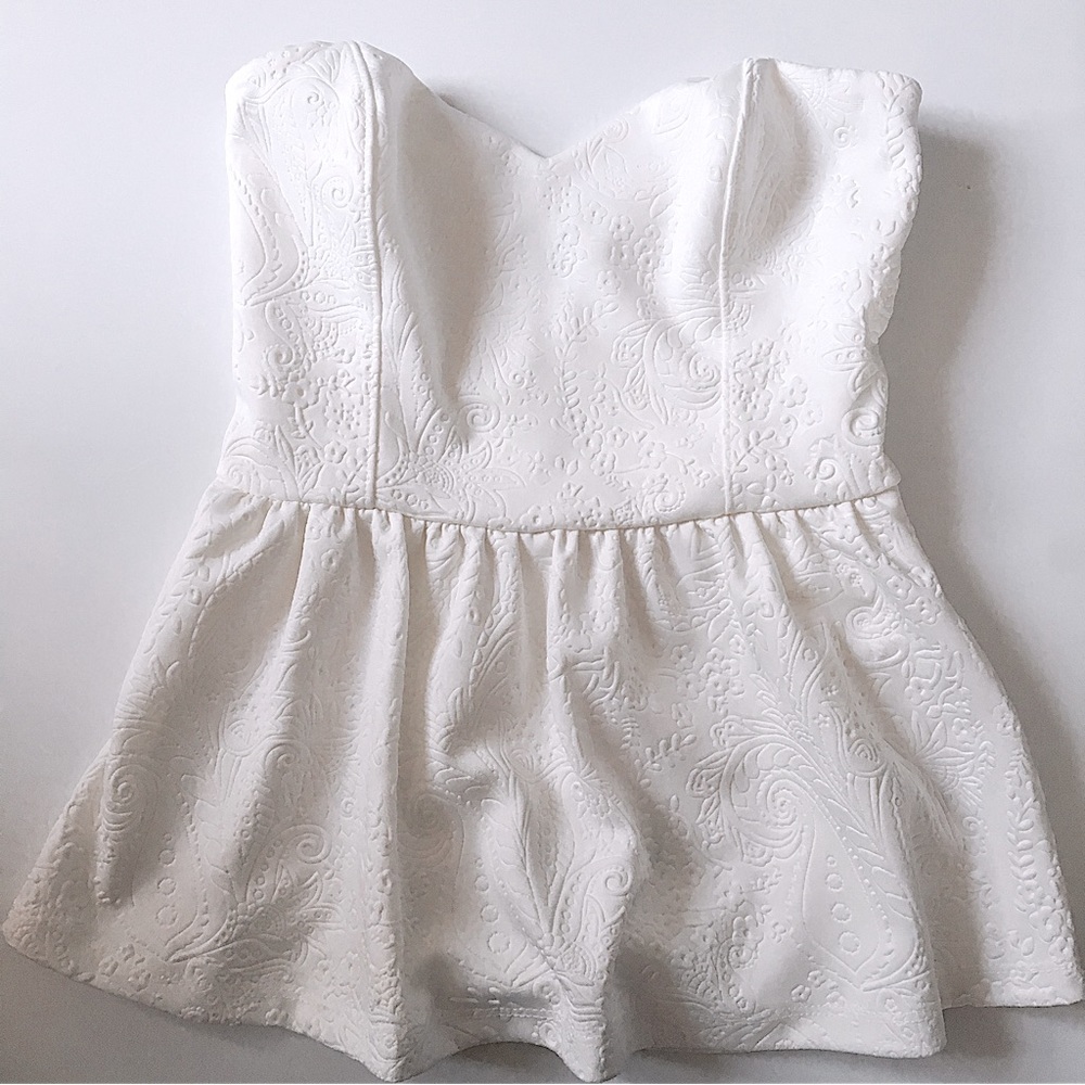 White Strapless Sweetheart Peplum Bustier / Tube Top